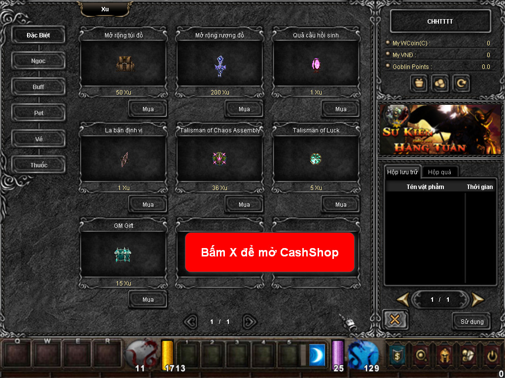 Chức năng chính của Game MU Minh Quốc